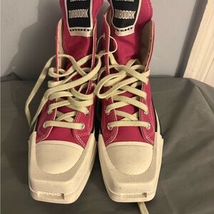 Converse Turbodrk Pink and White High-Tops